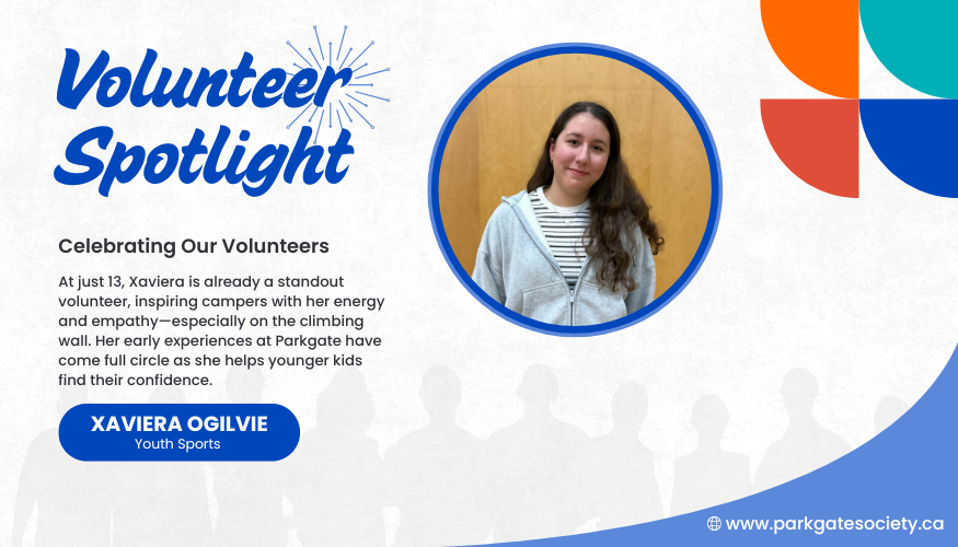 Xaviera Ogilvie, a young volunteer, is recognized for her energetic support in youth sports, especially on the climbing wall.
